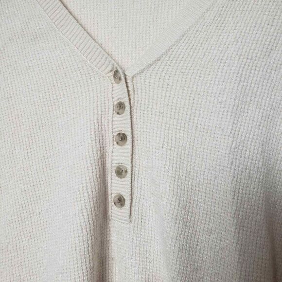 Madewell Asherton Waffle Henley Wool Blend Oversized Sweater Antique Cream XS - Picture 9 of 10